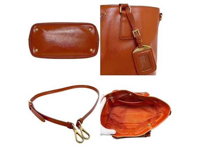 Tote Prada Orange Patentleder 2-Wege-Handtasche - Ansicht 4