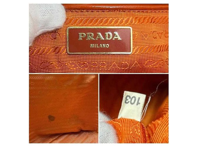 Tote Prada Orange Patentleder 2-Wege-Handtasche - Ansicht 5
