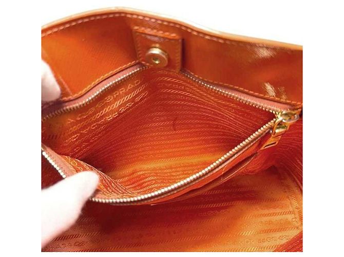 Tote Prada Orange Patentleder 2-Wege-Handtasche - Ansicht 6