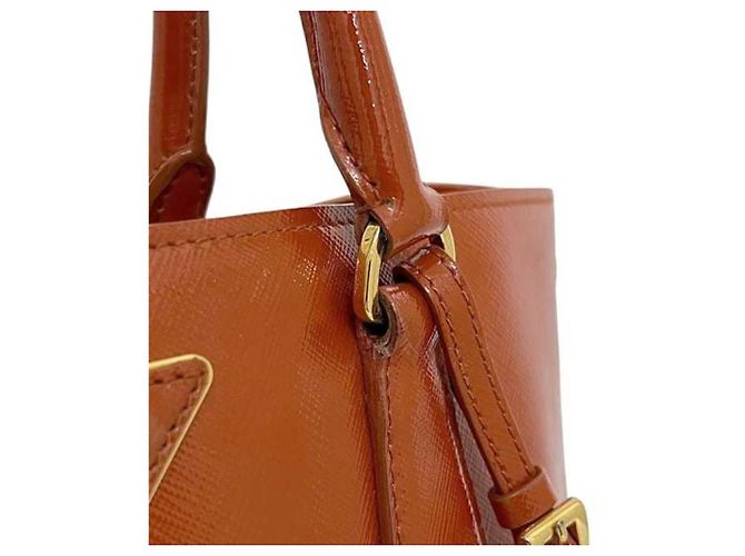 Tote Prada Orange Patentleder 2-Wege-Handtasche - Ansicht 8