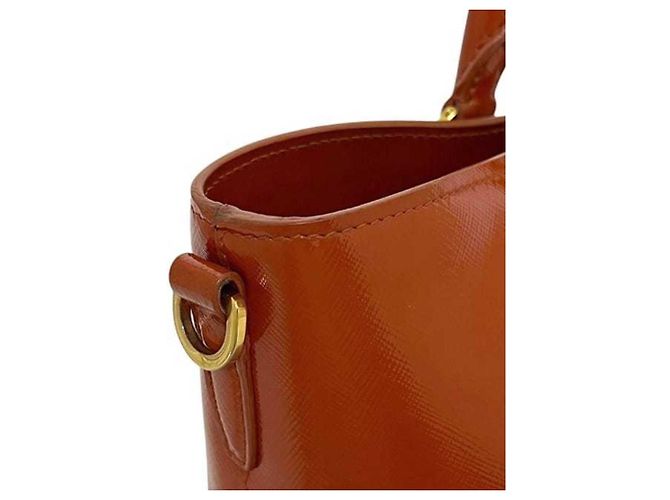 Tote Prada Orange Patentleder 2-Wege-Handtasche - Ansicht 9