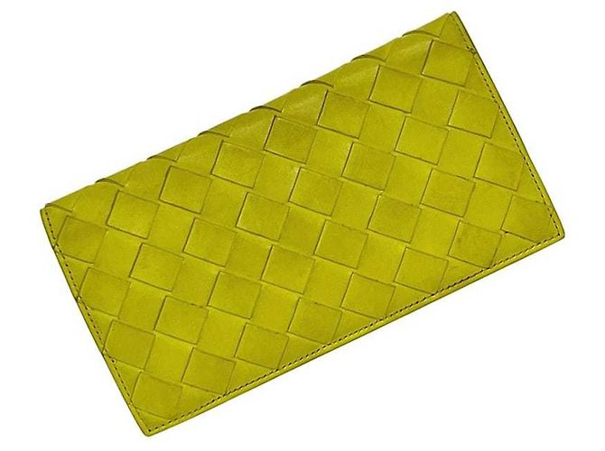 Cartera larga de piel amarilla Bottega Veneta Amarillo - vista 2