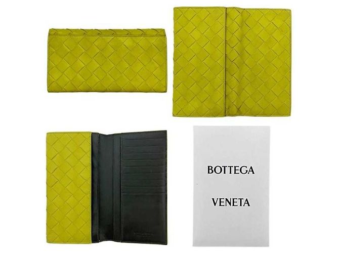 Cartera larga de piel amarilla Bottega Veneta Amarillo - vista 3