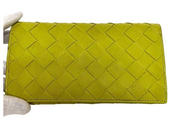 Cartera larga de piel amarilla Bottega Veneta Amarillo - vista 8