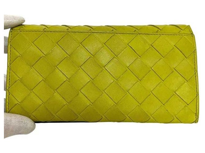 Cartera larga de piel amarilla Bottega Veneta Amarillo - vista 9