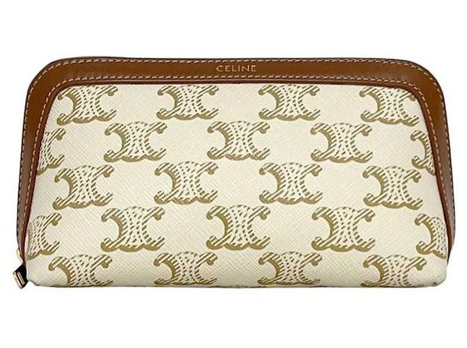Pochette Mini Céline Triomphe Marrone Bianco - vista 2
