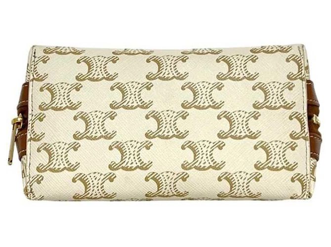 Pochette Mini Céline Triomphe Marrone Bianco - vista 5