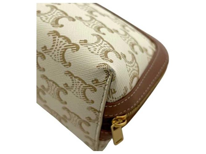 Pochette Mini Céline Triomphe Marrone Bianco - vista 6