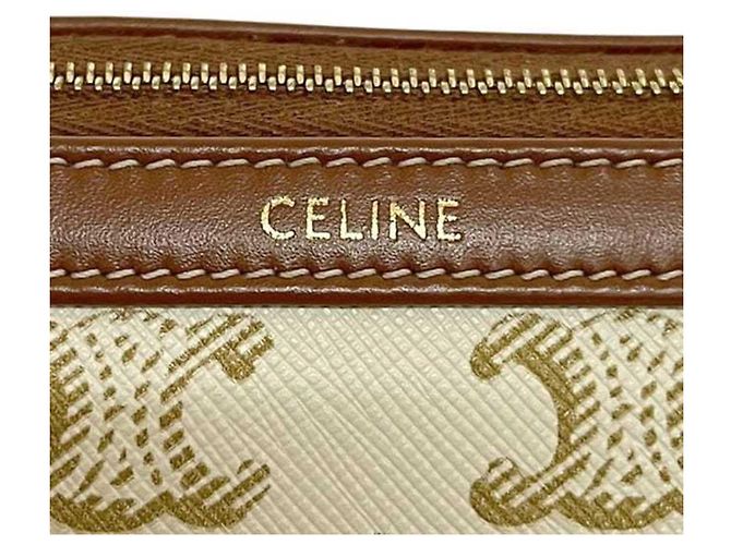 Pochette Mini Céline Triomphe Marrone Bianco - vista 7