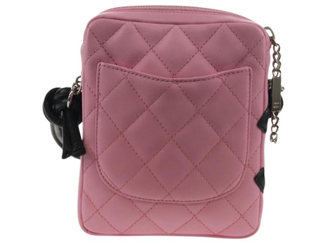 Chanel Cambon Zip Pouch aus gestepptem Leder klein Pink - Ansicht 2