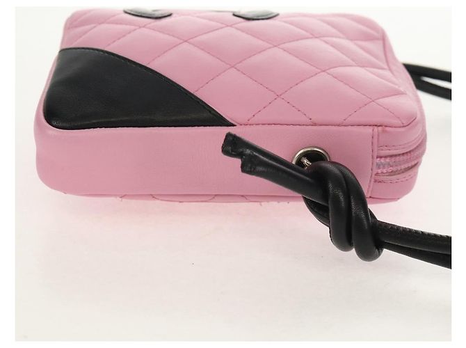 Chanel Cambon Zip Pouch aus gestepptem Leder klein Pink - Ansicht 4