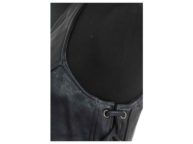 Autre Marque Top senza maniche in pelle nera Nero - vista 4