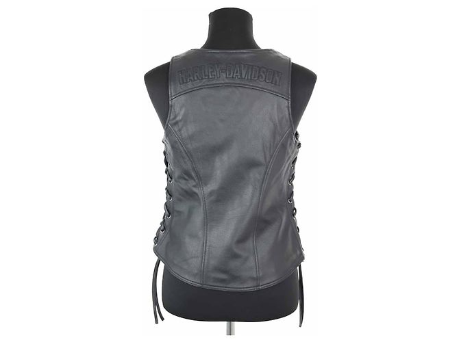 Autre Marque Top senza maniche in pelle nera Nero - vista 6