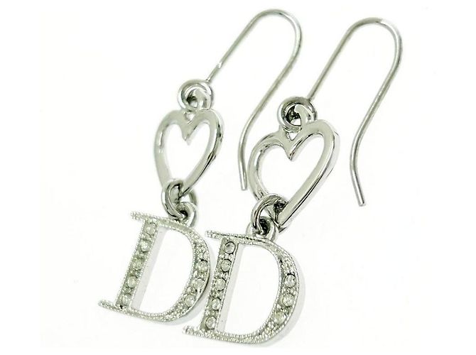 Orecchini in cristallo argento con logo a forma di cuore Christian Dior - vista 2