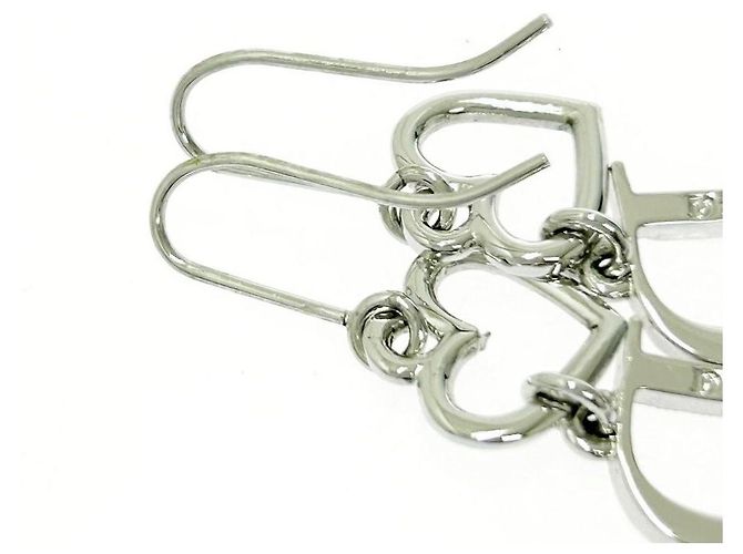 Orecchini in cristallo argento con logo a forma di cuore Christian Dior - vista 5