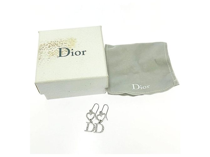 Orecchini in cristallo argento con logo a forma di cuore Christian Dior - vista 6