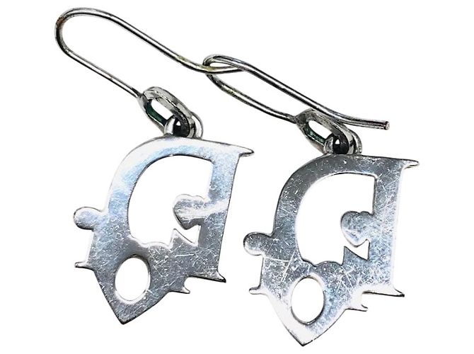 Boucles d'oreilles en argent crème pastel rose avec logo monogramme Christian Dior Écru - view 3
