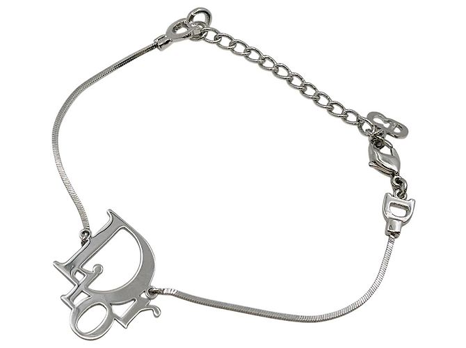 Collana a catena vintage con monogramma logo argento di Christian Dior - vista 3