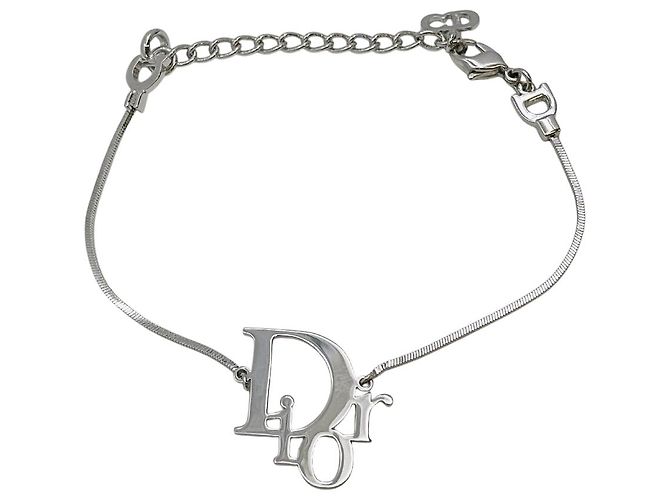 Collana a catena vintage con monogramma logo argento di Christian Dior - vista 4