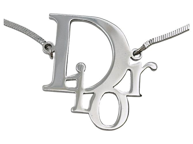 Collana a catena vintage con monogramma logo argento di Christian Dior - vista 5