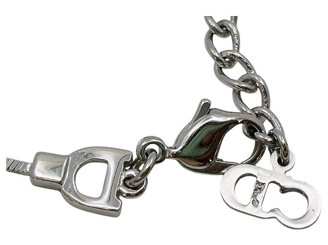 Collana a catena vintage con monogramma logo argento di Christian Dior - vista 6