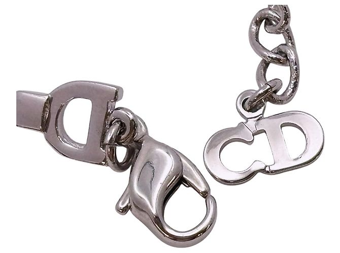 Collana a catena vintage con monogramma logo argento di Christian Dior - vista 7