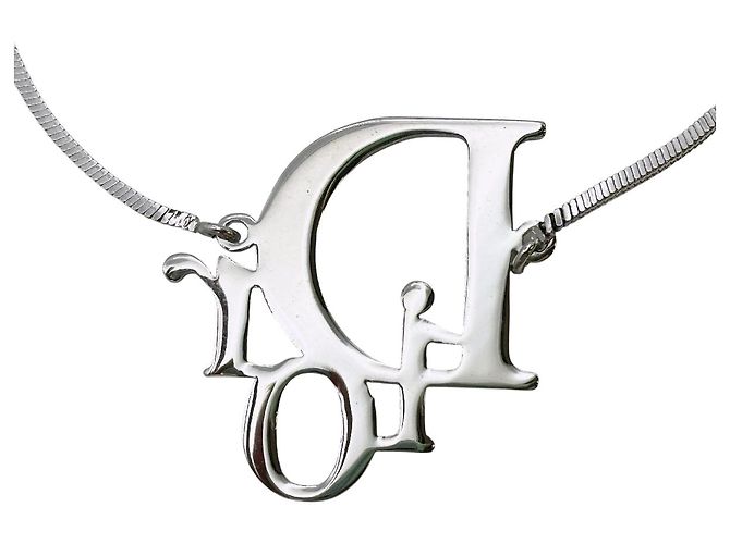 Collana a catena vintage con monogramma logo argento di Christian Dior - vista 8