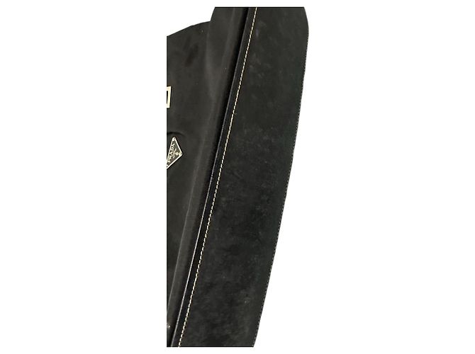 Borsa a spalla in pelle di vitello nera con logo in nylon Prada Nero - vista 3