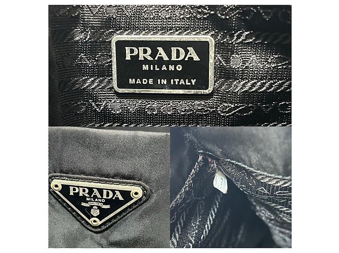 Schwarze Nylon-Tote mit Prada-Logo - Ansicht 10