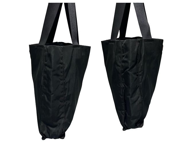 Schwarze Nylon-Tote mit Prada-Logo - Ansicht 4