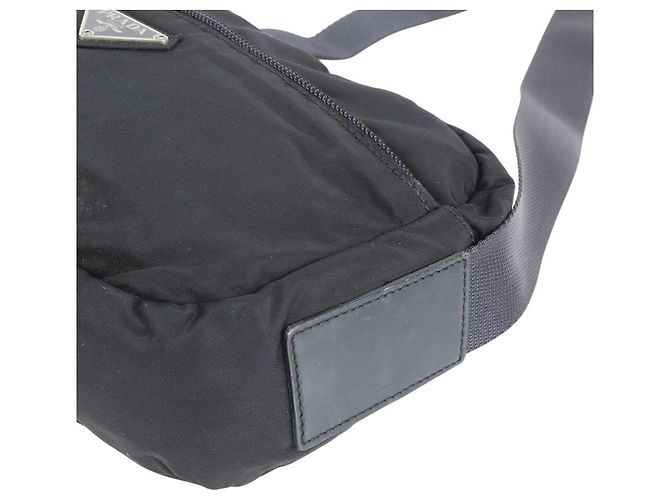 Borsa a tracolla incrociata in nylon nero con logo Prada Sport - vista 3
