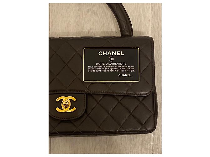 Borsa Chanel Kelly Flap Marrone in Agnello - vista 4