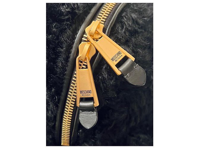 Zaino in mohair con logo MOSCHINO Nero Gold hardware - vista 5