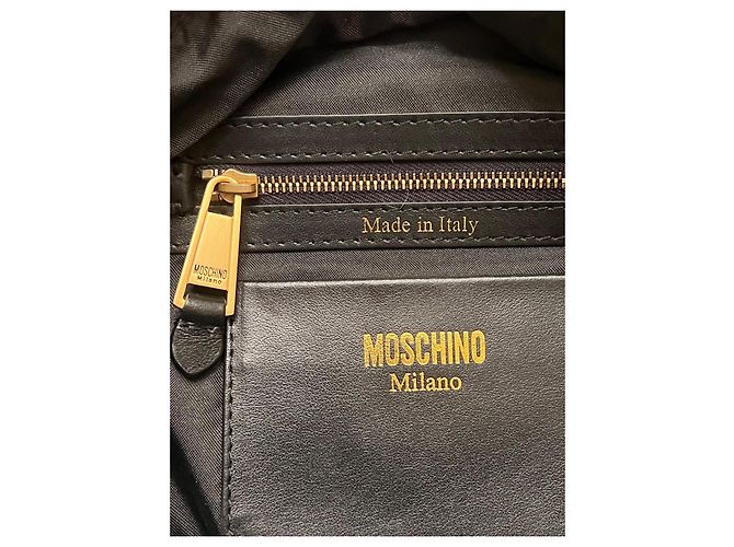 Zaino in mohair con logo MOSCHINO Nero Gold hardware - vista 7