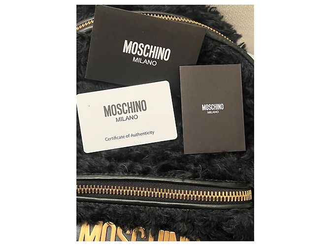 Zaino in mohair con logo MOSCHINO Nero Gold hardware - vista 9