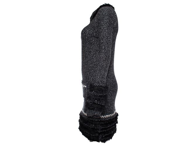 Chanel Cashmere Pelzfransen Kleid Schwarz - Ansicht 3