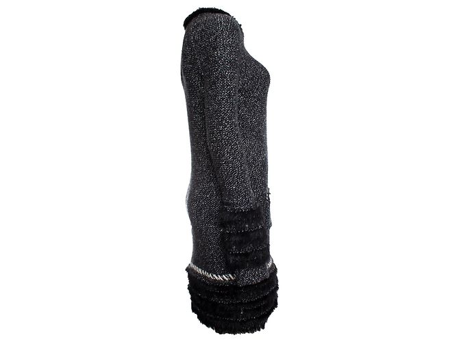 Chanel Cashmere Pelzfransen Kleid Schwarz - Ansicht 4