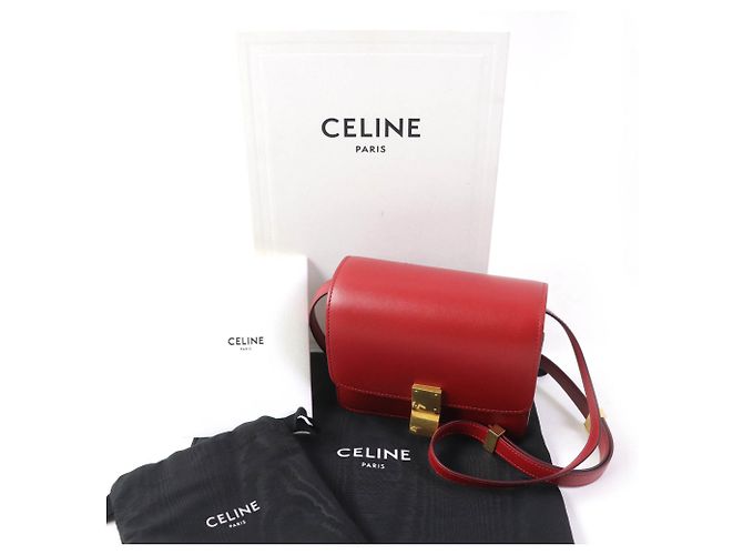 Classic Box Céline Borsa a spalla in pelle classica Celine Small Box Rosso - vista 2
