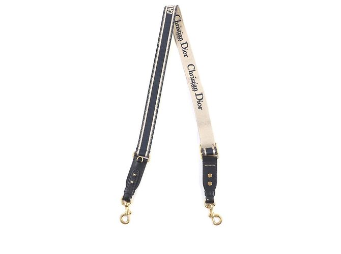 Christian Dior Canvas Embroidered Logo Design Shoulder Strap Navy blue - view 3