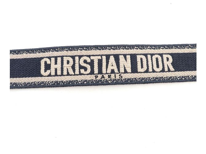 Christian Dior Canvas Embroidered Logo Design Shoulder Strap Navy blue - view 6