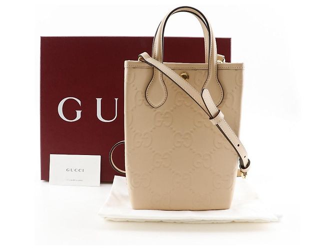 Borsa Super Mini Gucci in pelle 2 in 1 Beige - vista 13