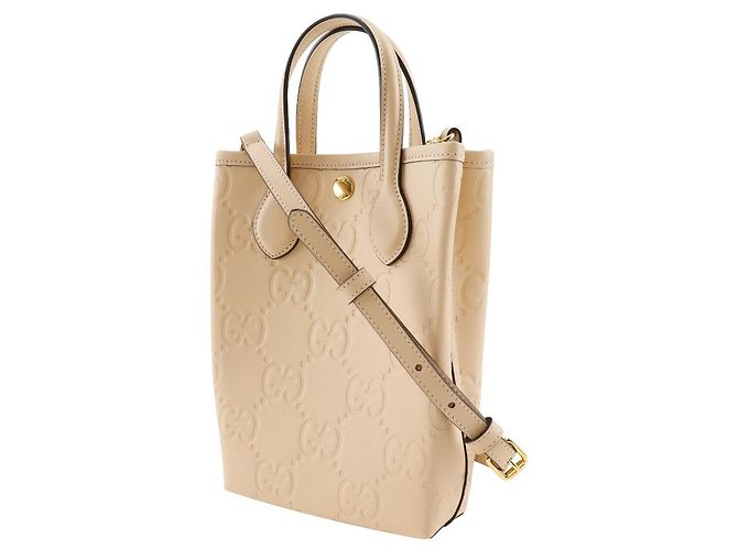 Borsa Super Mini Gucci in pelle 2 in 1 Beige - vista 2