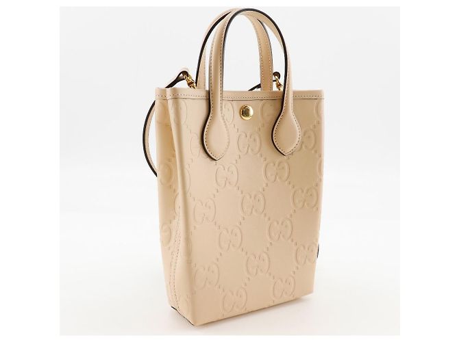 Borsa Super Mini Gucci in pelle 2 in 1 Beige - vista 3