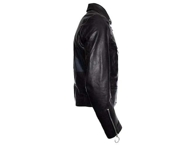 Off White OFF-WHITE Leder Bikerjacke Schwarz - Ansicht 4