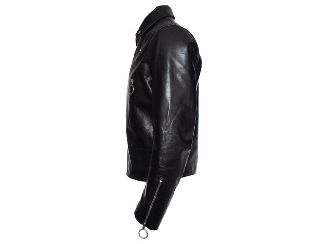 Off White OFF-WHITE Leder Bikerjacke Schwarz - Ansicht 5