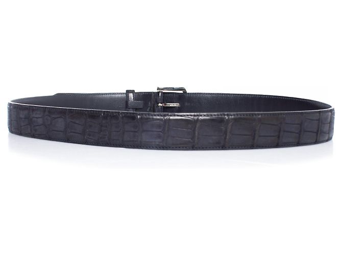 Loro Piana Alligator-Gürtel aus blauer Leder - Ansicht 2