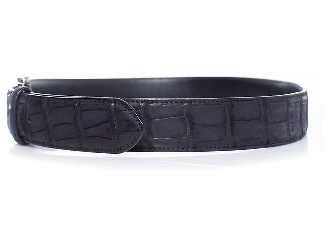 Loro Piana Alligator-Gürtel aus blauer Leder - Ansicht 3