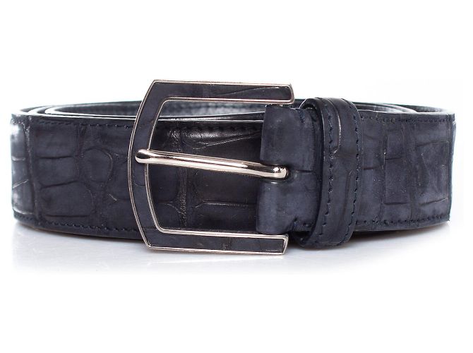 Loro Piana Alligator-Gürtel aus blauer Leder - Ansicht 5