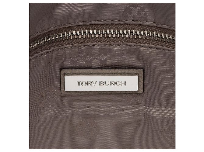 Tory Burch Große Thea Tasche aus genarbtem Leder mit Quasten Grau - Ansicht 7