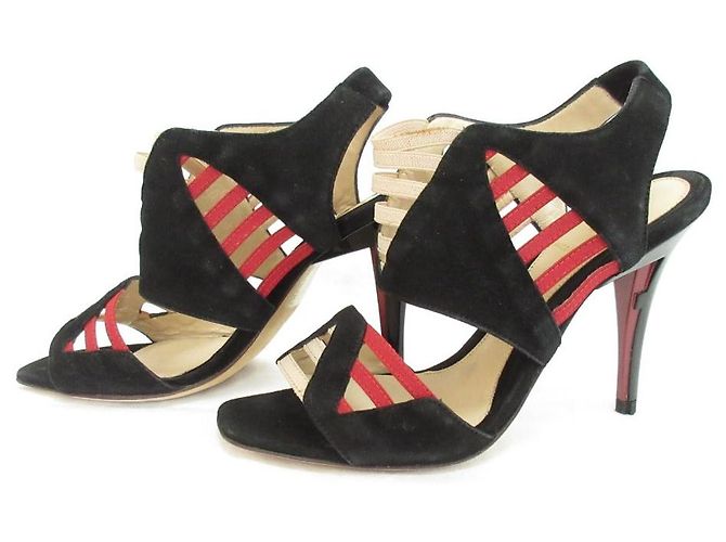 Fendi Wildleder High Heel Sandalen Schwarz - Ansicht 3